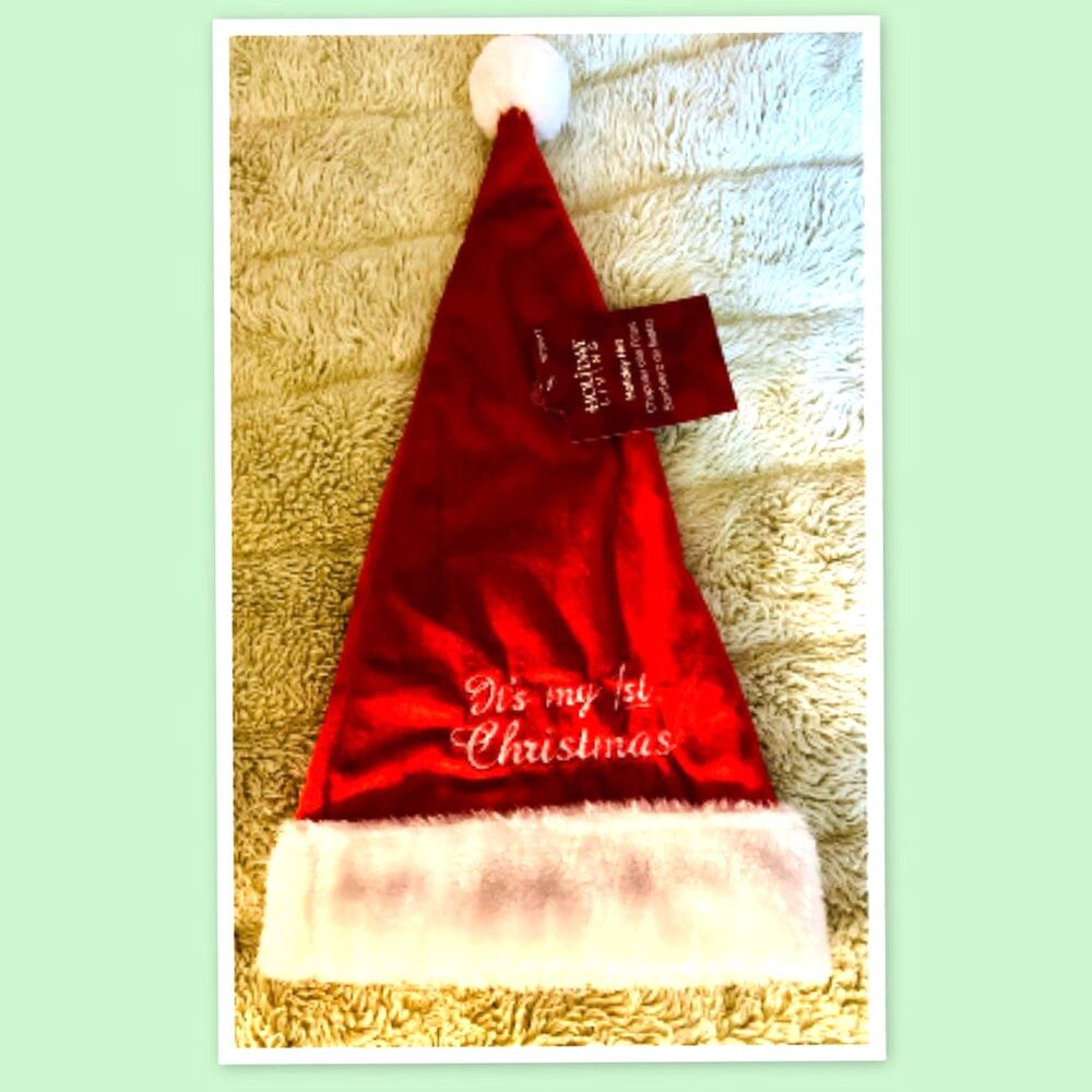 Infant “ It’s My First Christmas” Santa Hat - New